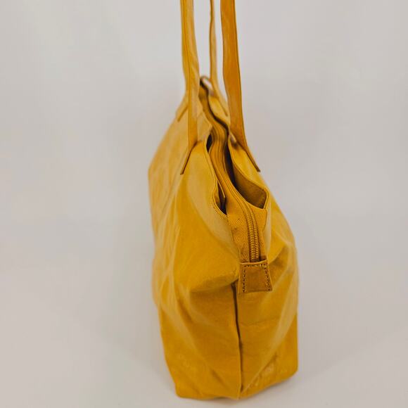 Latico Mustard Yellow Leather Zip Tote Bag Double Shoulder Strap Minimalist Norm - Picture 4 of 11